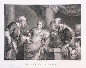 "Le Denier de Cèsar" - incisione a bulino - GUTTENBERG HEINRICH - 1789